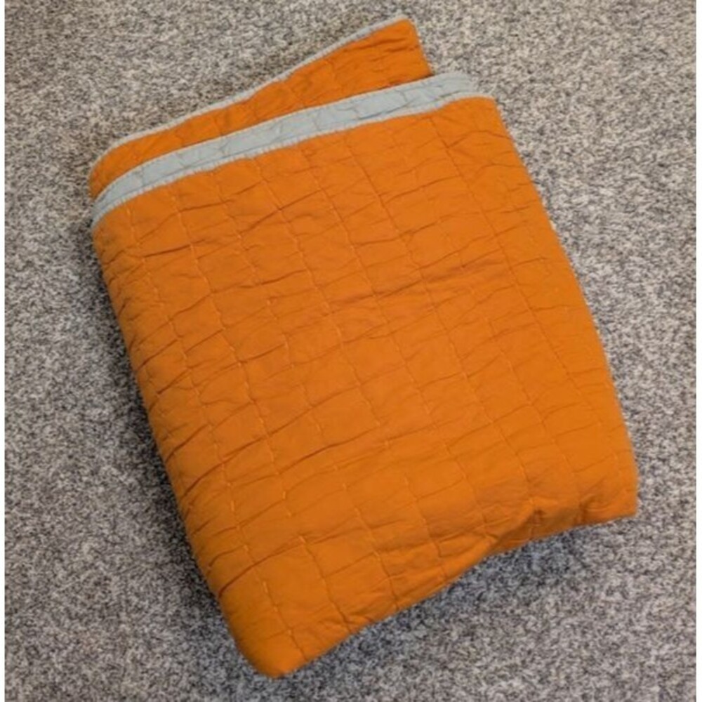 Pottery Barn Kids Quilted Comforter Orange Gray Full/Queen Bedding Blanket